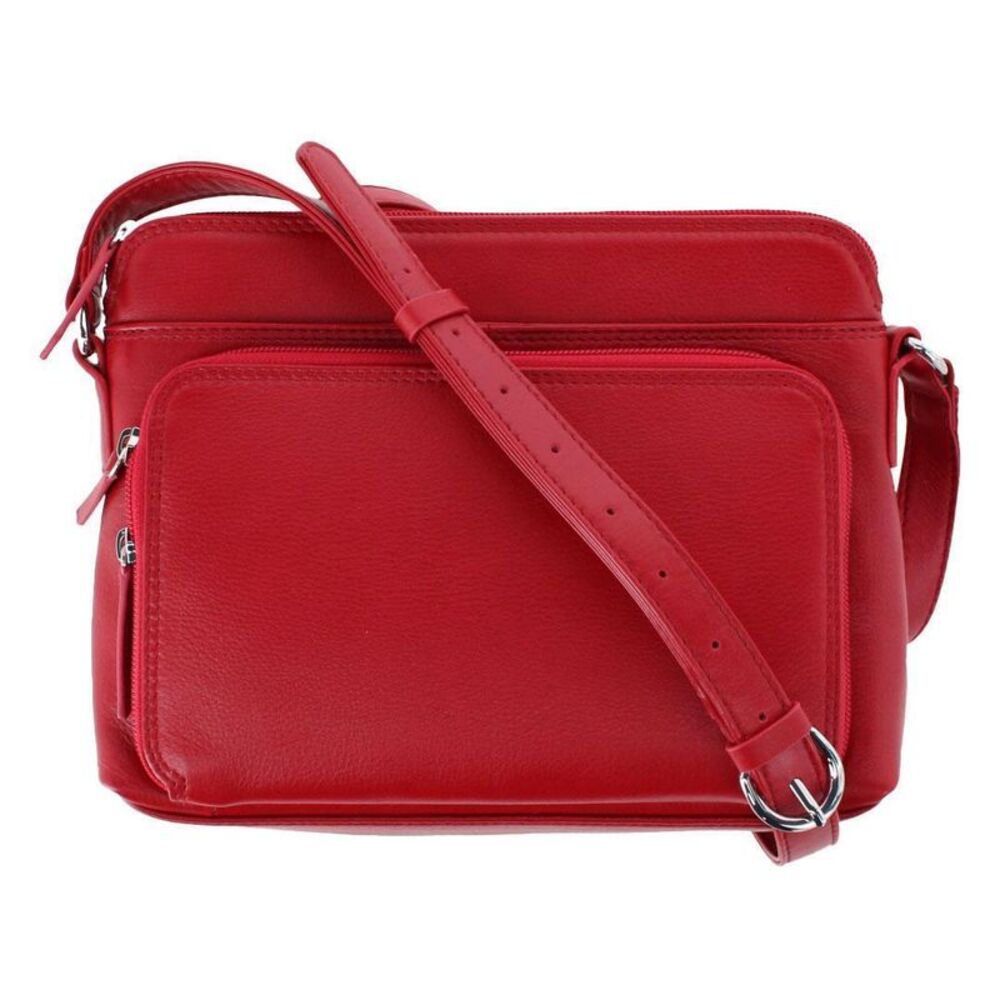 CTM Women's Leather Shoulder Bag Purse with Side Organizer